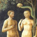 Masolini, Adam und Eva(bzw. der Sündenfall), vor 1425, ein Fresco in der Brancani-Kapelle der Kirche Santa Maria del Carmine in Florenz